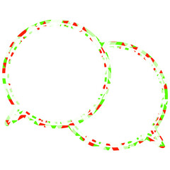 ステンドグラス風吹き出し　三角形模様　重なる会話