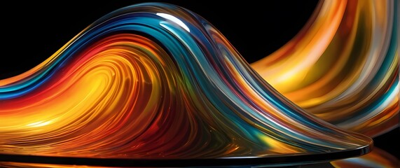 Abstract close up images of glass art capturing warm sunlight bending into prismatic waves of color