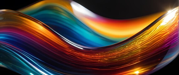 Naklejka premium Abstract close up images of glass art capturing sunlight bending into vibrant prismatic color waves