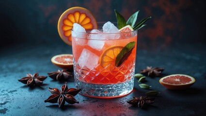 Frozen Citrus cocktail displayed against a dark backdrop