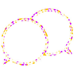 ステンドグラス風吹き出し　三角形模様　重なる会話