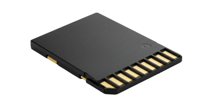 Isolated SD Memory Card Close-up Detailed View
