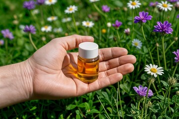 homeopathy herbal extracts in small bottles selective focus concept homeopatía extractos de hierbas en frascos pequeños concepto de enfoque selectivo