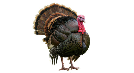 Isolated Majestic Wild Turkey with Plump Feathers