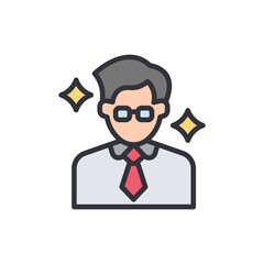 Famous man colored icons, minimalist vector illustration ,simple transparent graphic element .Isolated on white background