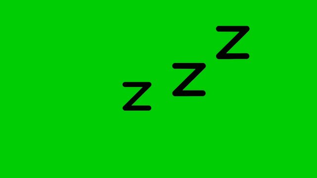 sleeping illustration animation on green screen. zzz animation sleeping concept