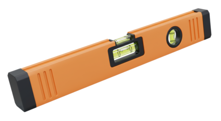 Isolated Orange Spirit Level Tool on White Background