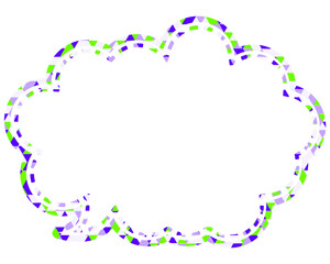 ステンドグラス風吹き出し　三角形模様　丸みのある雲形