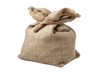 burlap sack on transparent background png cut out