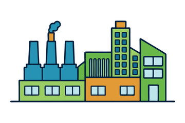 Obraz premium Factory silhouette on Transparent Background with industrial buildings and smokestacks, representing manufacturing, production, and industry for Labor Day or Labour Day