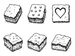 Delicious Brownies Freshly Baked in Simple Line Art