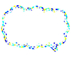 ステンドグラス風吹き出し　三角形模様　細長い雲形