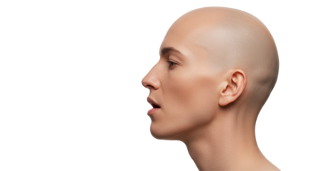 Isolated Profile Portrait of a Bald Man