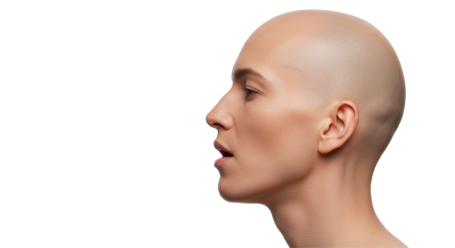 Isolated Profile Portrait of a Bald Man