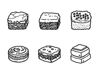 Delicious Brownies Freshly Baked in Simple Line Art