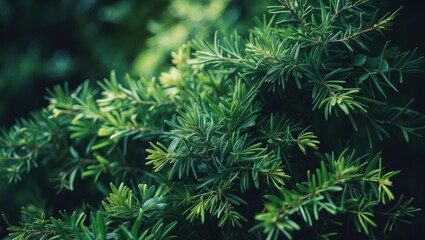 Texture of vibrant green cypress leaves
