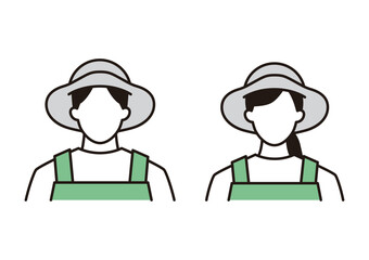 麦わら帽子をかぶっている農業者の男女