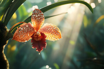 Radiant orchid blossom in dappled sunlight.