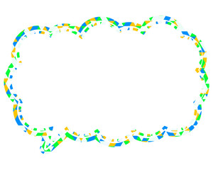 ステンドグラス風吹き出し　三角形模様　細長い雲形