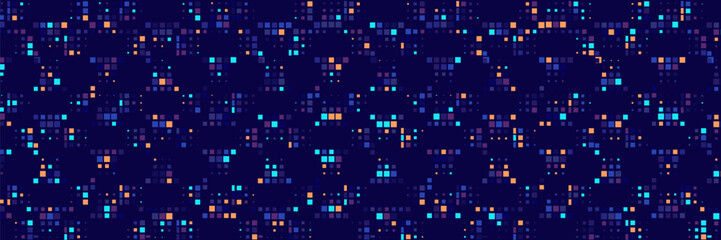 Abstract Digital Technology Futuristic Background. Square Pixels Halftone Pattern Tech Mosaic. Technology or Science Research Presentation Backdrop