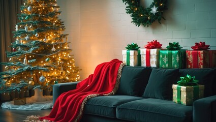 Interior design of a living room showcasing a sofa and an Advent calendar