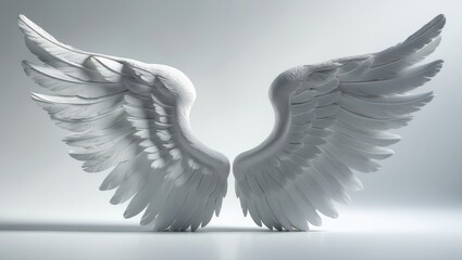 White plaster wings displayed on an isolated backdrop