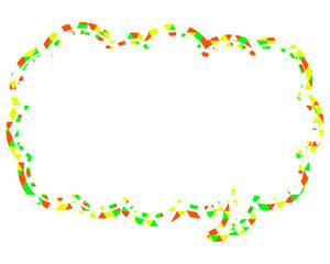 ステンドグラス風吹き出し　三角形模様　細長い雲形