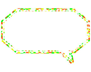ステンドグラス風吹き出し　三角形模様　細長い八角形