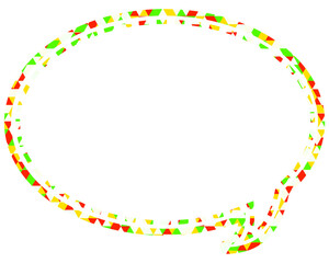 ステンドグラス風吹き出し　三角形模様　丸形