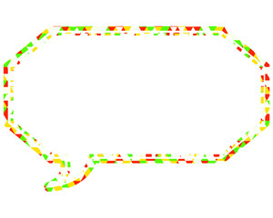 ステンドグラス風吹き出し　三角形模様　細長い八角形