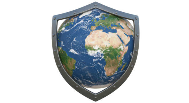 Isolated Earth Globe Encased in Protective Shield Security Concept - Powered by Adobe