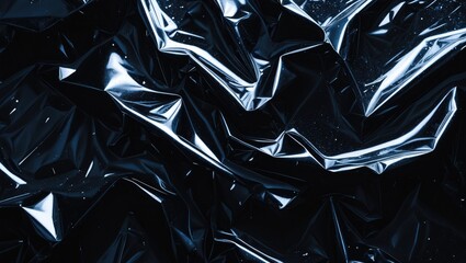 Black Plastic Wrap with Wrinkled Surface Texture