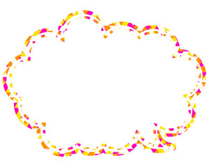 ステンドグラス風吹き出し　三角形模様　丸みのある雲形