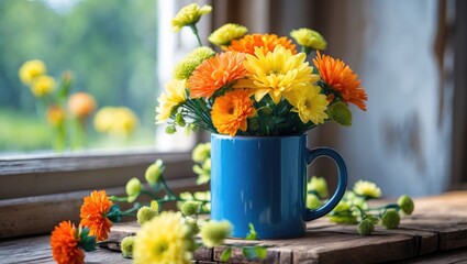 Fototapeta premium fancy flowers next to the window