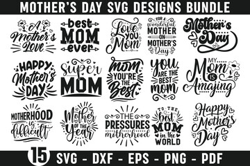 Fototapeta premium Best Mom Typography Bundle. Mothers Day Quote Design Bundle