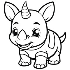 Fototapeta premium Cute Rhinoceros Coloring Page