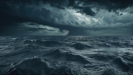 Fototapeta premium Chaotic sea with an intense, cloudy atmosphere