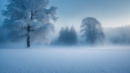 Evening glow on a winter landscape