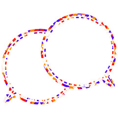 ステンドグラス風吹き出し　三角形模様　重なる会話