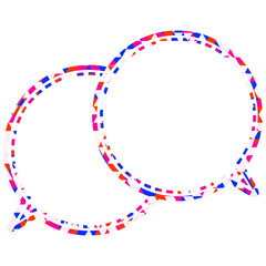 ステンドグラス風吹き出し　三角形模様　重なる会話