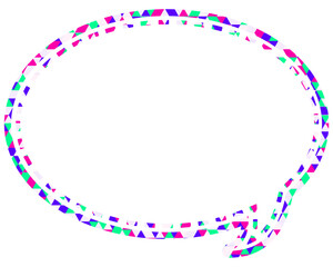 ステンドグラス風吹き出し　三角形模様　丸形