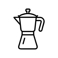Obraz premium Moka Pot Outline Icon Coffee Maker Espresso Kitchen Vector