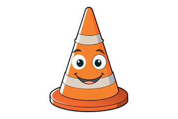 Smiling cartoon traffic cone with eyes and a bright orange design on Transparent Background, ideal for traffic safety, road construction, and labour day or labor day themes