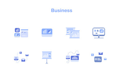 Minimal blue business icons for corporate branding