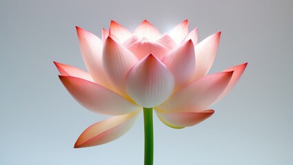 Fototapeta premium Beautiful pink lotus bud against a plain white backdrop