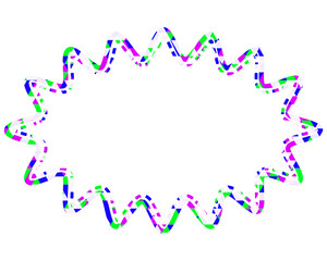 ステンドグラス風吹き出し　三角形模様　細長い丸みのあるギザギザした形