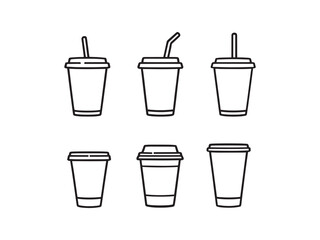 disposable cup line art vector illustration minimal design 