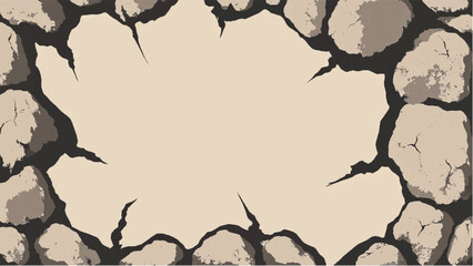 Cracked surface. Cracked Earth Texture with Central Space for Text or Design. Vector illustration. 