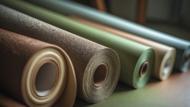 Zoomed-in image of a selection of wallpaper rolls