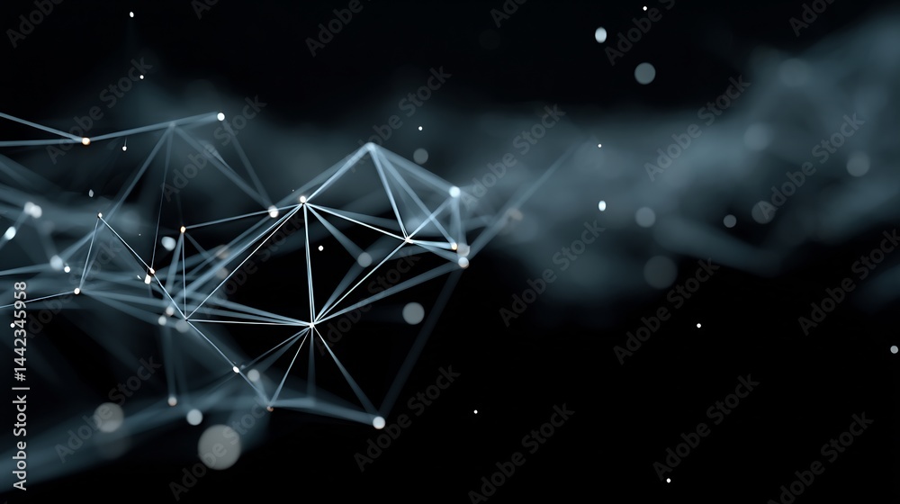 Poster futuristic network connection with geometric structures and digital nodes
